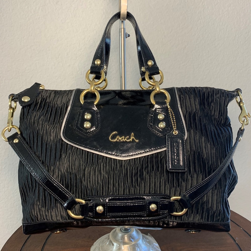 Coach Ashley Black Sateen Bag F20084